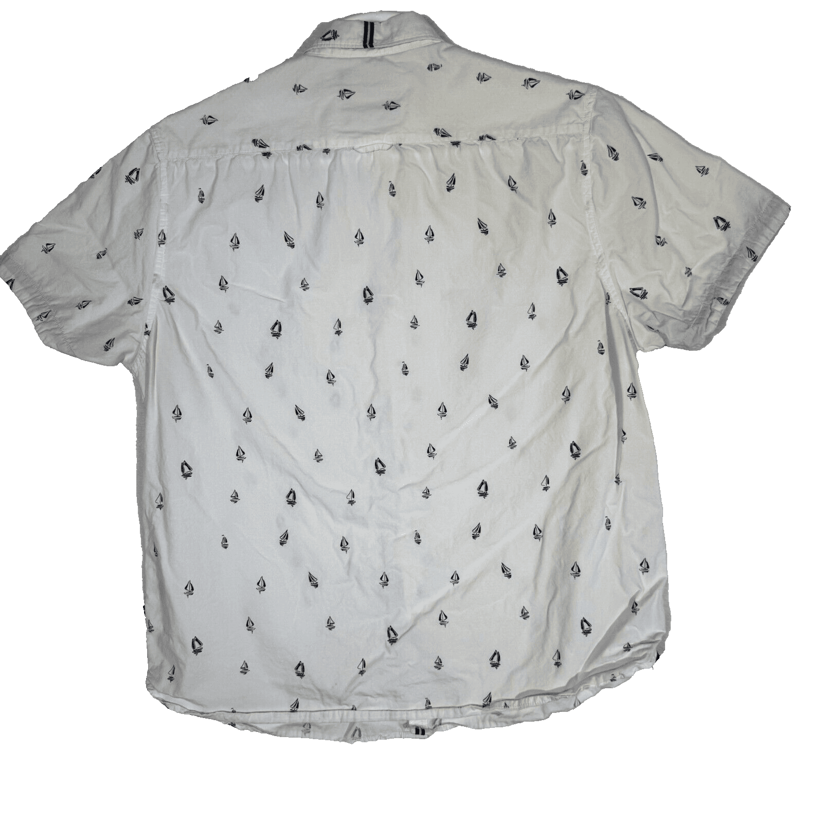 Cactus Man Men’s XL White Boat Print Slim-Fit 100% Cotton Shirt – Button-Down M6 - Thumbnail 2