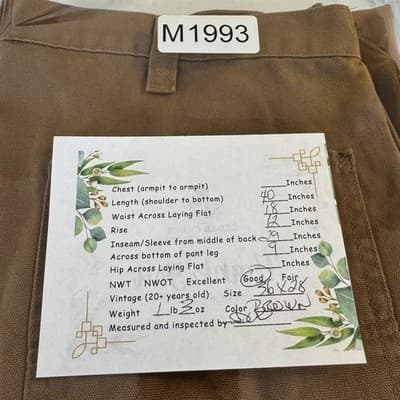 Carhartt Pants Mens 36x29 Brown Dungaree Fit Carpenter Canvas Workwear 383-51 - Thumbnail 10