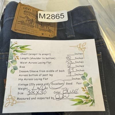 Vintage Levis 20516 Jeans Mens 31x29 (32x30) Blue Straight Leg Orange Tab USA - Thumbnail 6