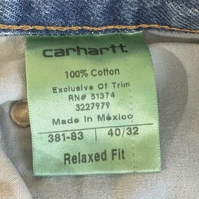 Carhartt Jeans Mens 40x32 Blue Relaxed Fit Denim Straight Leg Workwear Pants - Thumbnail 7