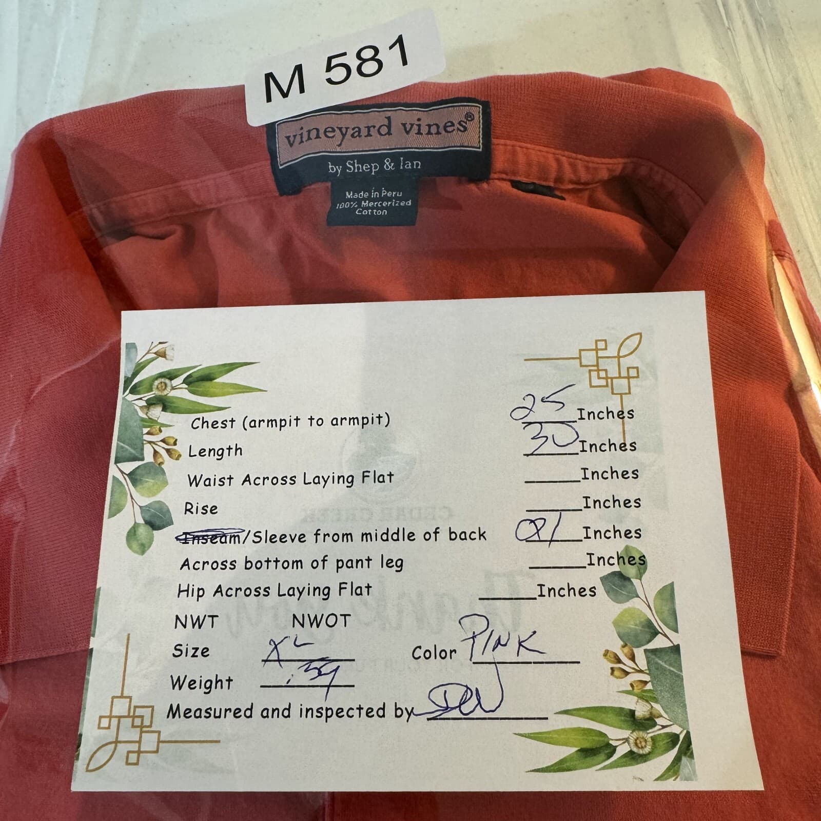 Vineyard Vines XL Pink Cotton Whale Logo Polo – Short Sleeve, Embroidered M581 - Thumbnail 8