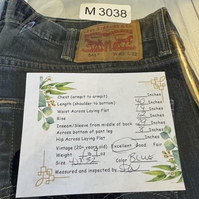 Levis 541 Jeans Mens 40x32 Blue Athletic Fit Taper Stretch Denim Dark Wash - Thumbnail 8