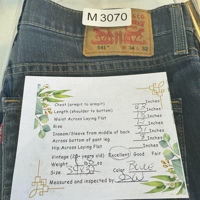 Levis 541 Jeans Mens 34x31 (34x32) Athletic Taper Stretch Denim Medium Wash - Thumbnail 8