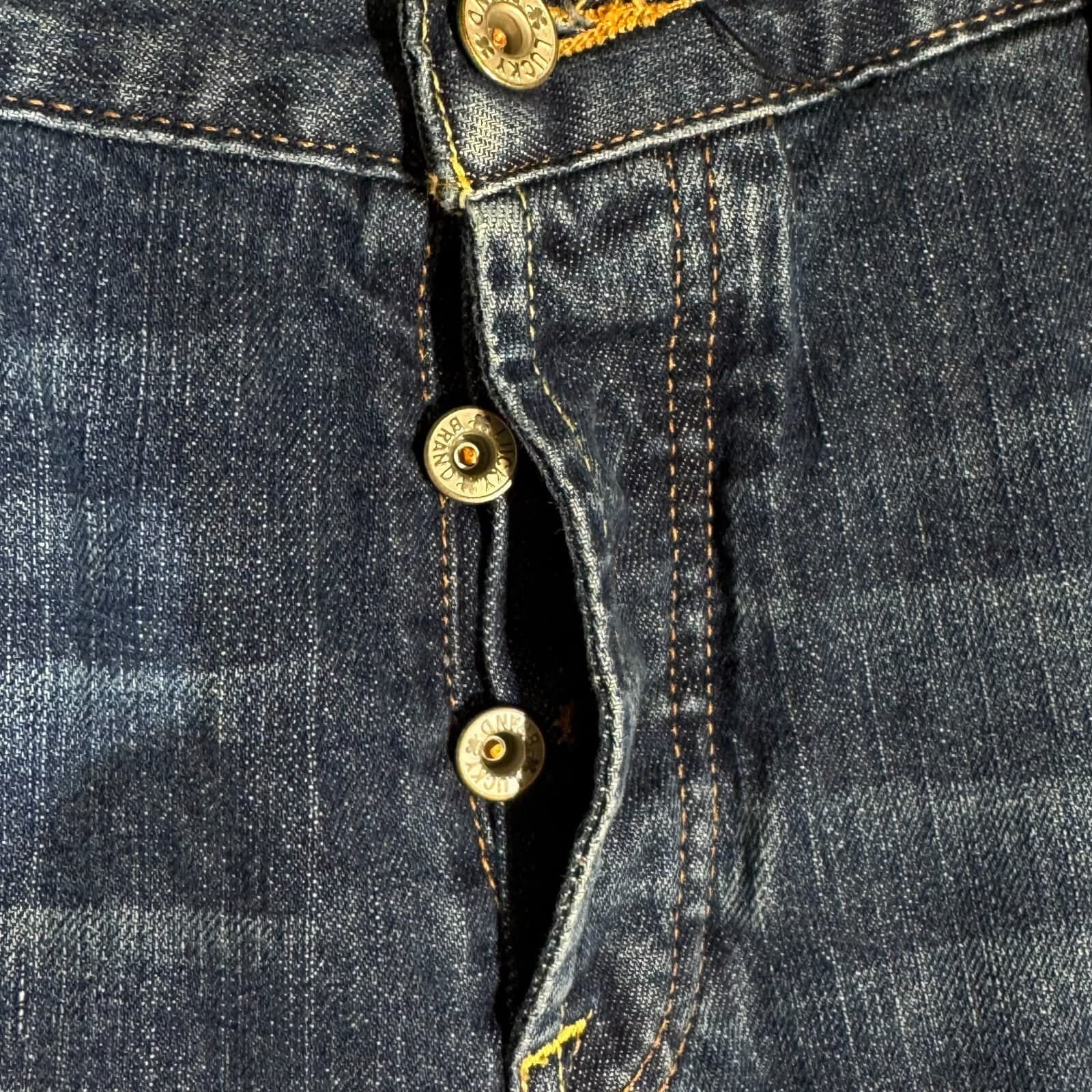 Lucky Brand Miner Jeans Mens 38x34 Slim Bootcut Blue Denim Button Fly - Thumbnail 6