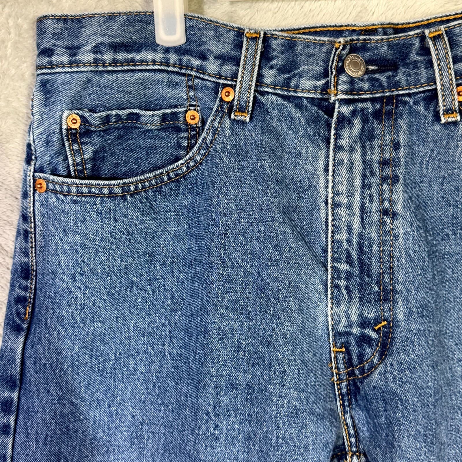 Levi’s 505 Men’s Jeans 36X30 Blue Denim Stone Wash Mid-Rise Straight Leg - Thumbnail 3