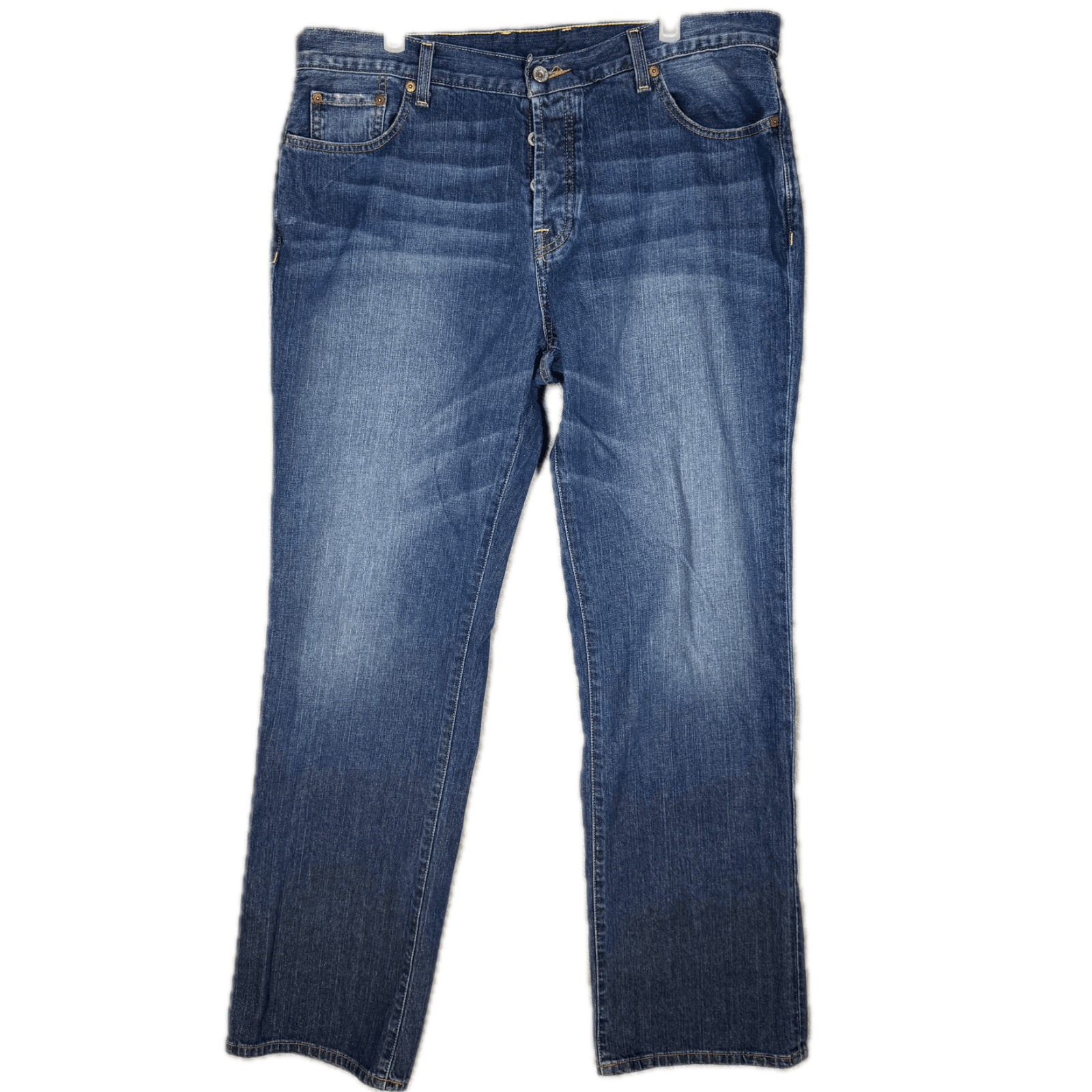 Lucky Brand Miner Jeans Mens 38x34 Slim Bootcut Blue Denim Button Fly - Image 1