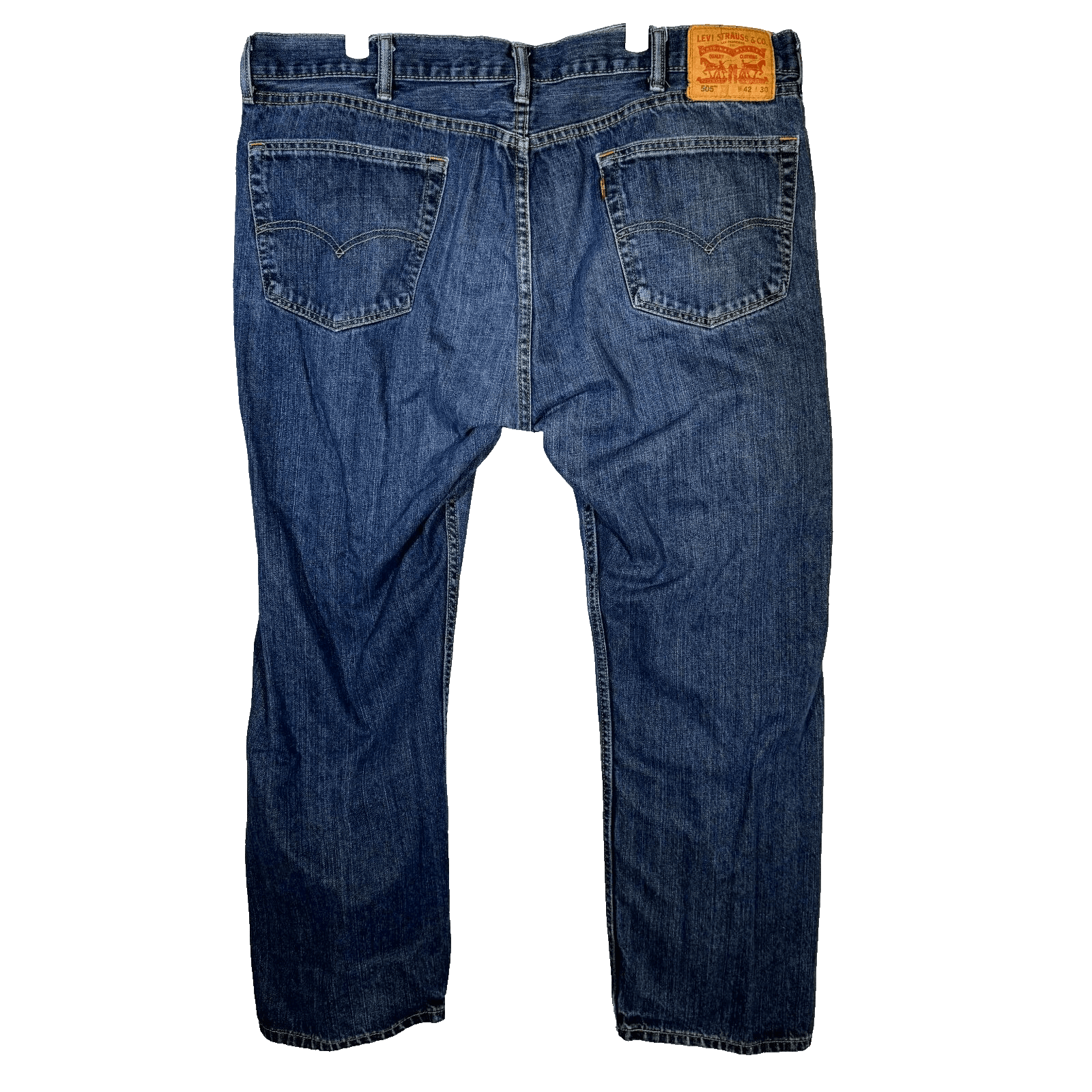 Levi’s 505 Men’s Jeans 42X30 Blue Denim Mid-Rise Straight Leg 100% Cotton - Thumbnail 2