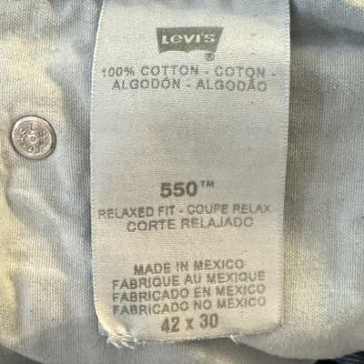 Vintage Levis 550 Jeans Mens 42x30 Blue Relaxed Tapered Frayed Denim Distressed - Thumbnail 5