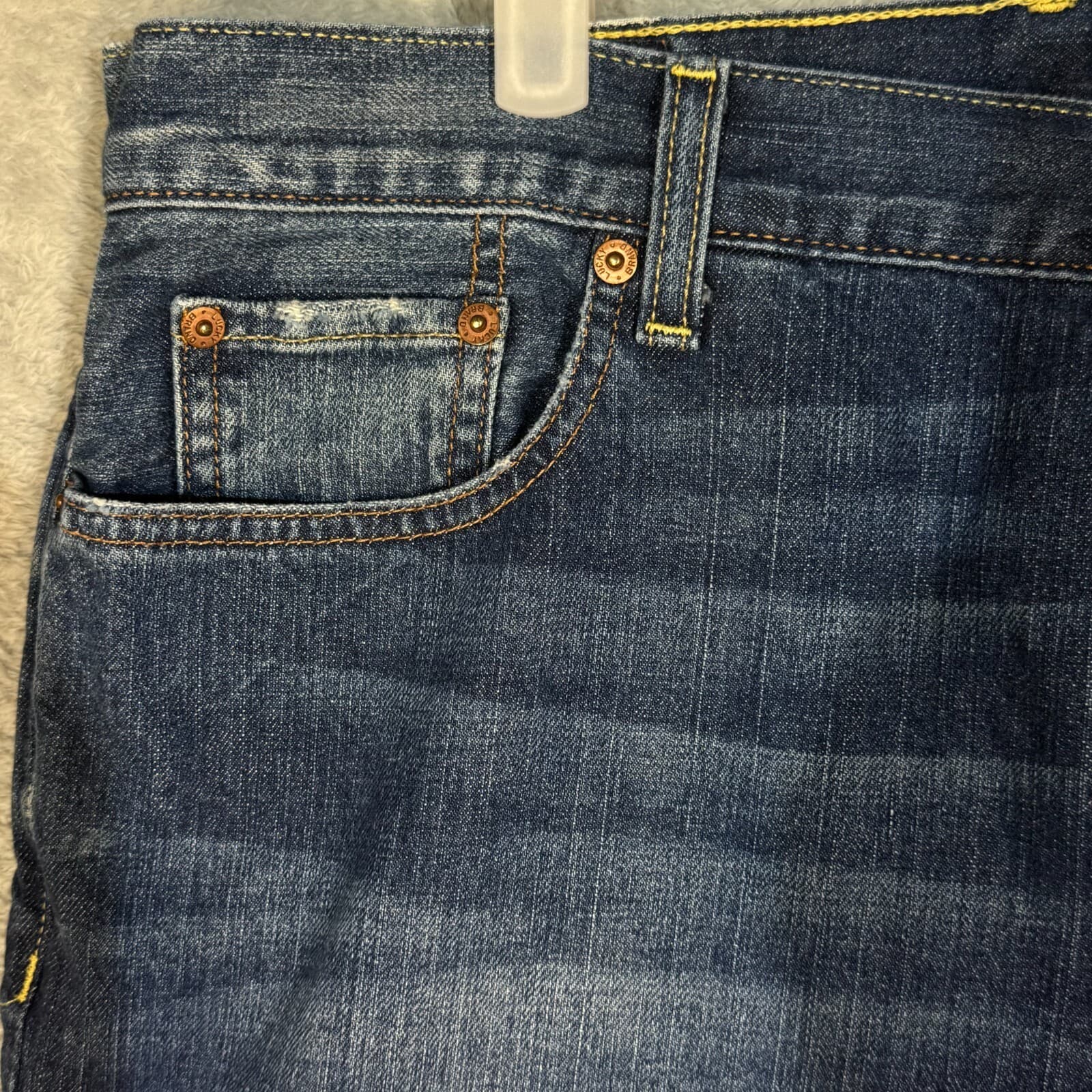 Lucky Brand Miner Jeans Mens 38x34 Slim Bootcut Blue Denim Button Fly - Thumbnail 4