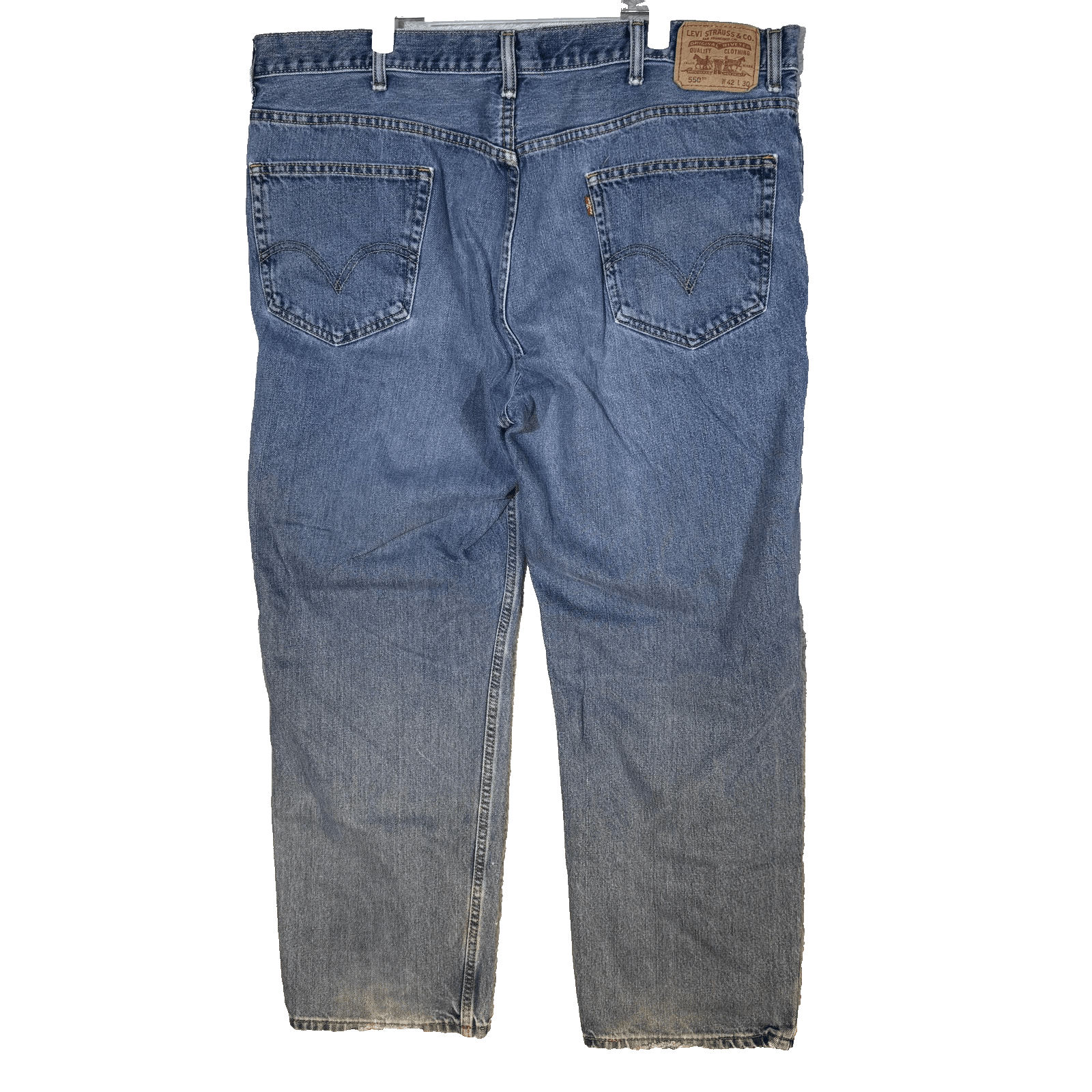 Vintage Levis 550 Jeans Mens 42x30 Blue Relaxed Tapered Frayed Denim Distressed - Thumbnail 3