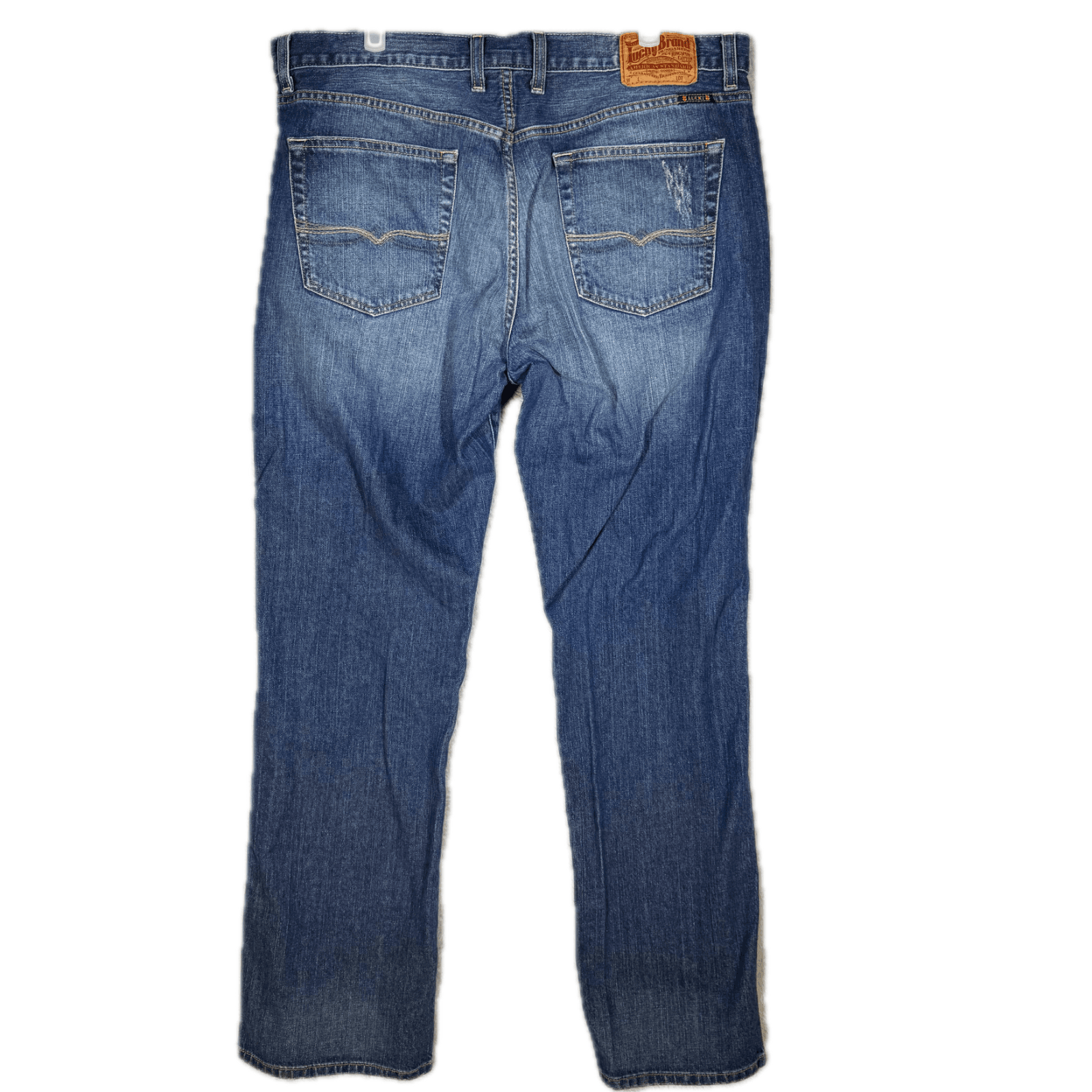 Lucky Brand Miner Jeans Mens 38x34 Slim Bootcut Blue Denim Button Fly - Thumbnail 2