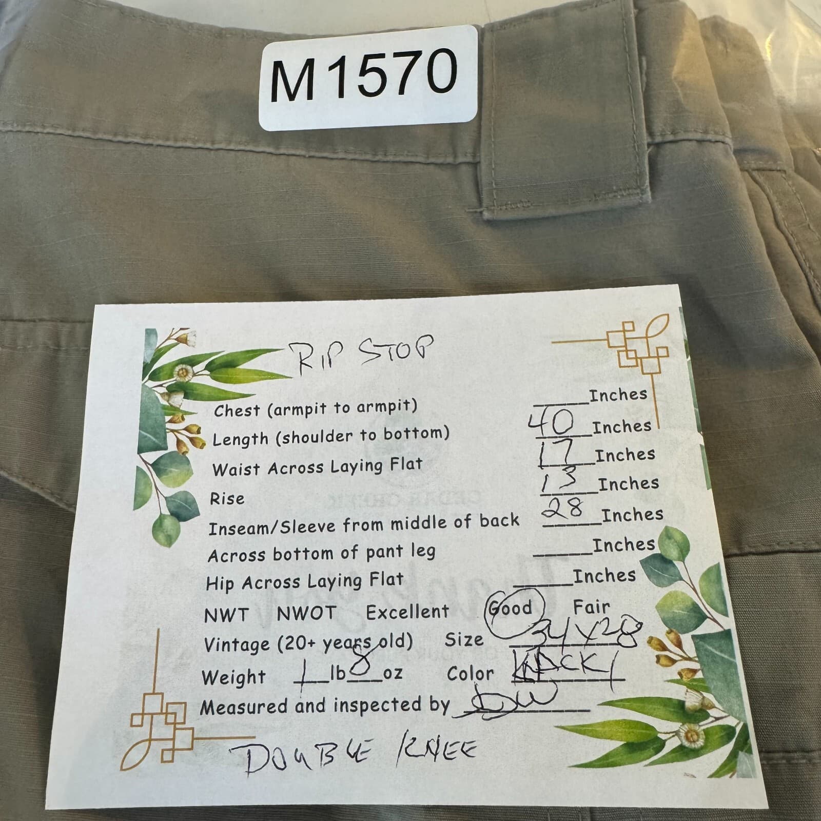 Tru-Spec Cargo Pants Mens 34x28 Beige Ripstop Double Knee Work Tactical - Thumbnail 8