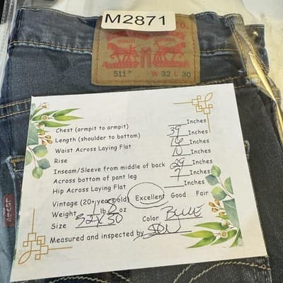 Levis 559 Jeans Mens 34x30 Blue Relaxed Straight Denim 5 Pocket Zip Fly - Thumbnail 8