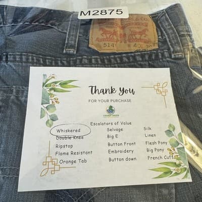 Levis 514 Jeans Mens 40x30 Blue Straight Leg Denim Low Rise Zip Fly - Thumbnail 8