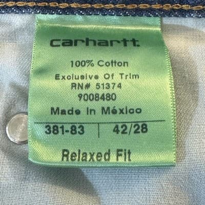 Carhartt Jeans Mens 42x28 Relaxed Fit Denim Workwear Utility Pants (42x28) - Thumbnail 4