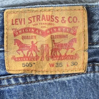 Levi's 505 Jeans Mens 35x30 Blue Denim Straight Leg 100 Cotton Classic - Thumbnail 9