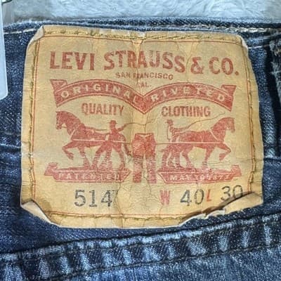 Levis 514 Jeans Mens 40x30 Blue Straight Leg Denim Low Rise Zip Fly - Thumbnail 3