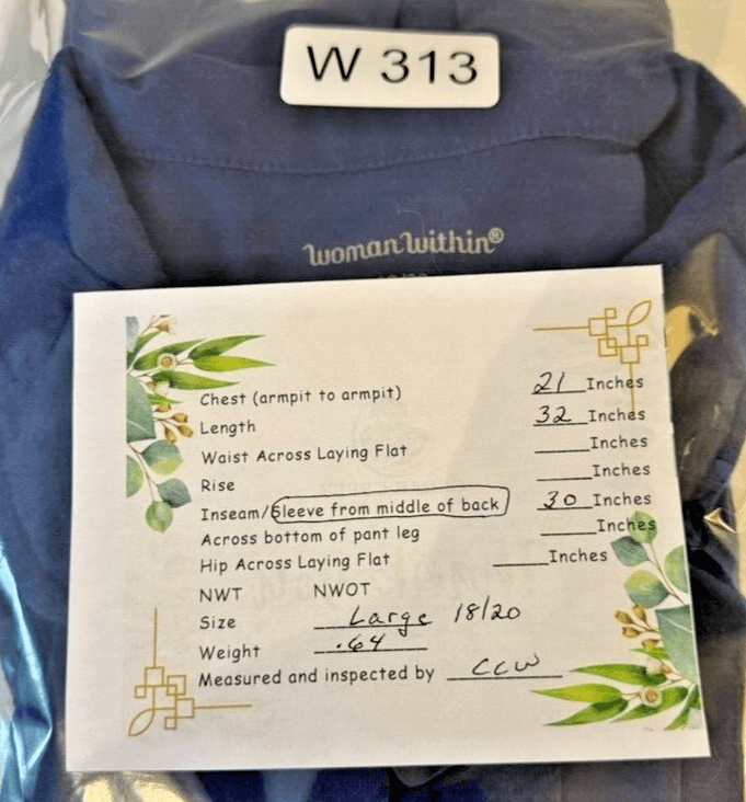 Woman Within Womens Plus 18/20 Pintucked Button-Down Shirt Navy Blue Cotton W313 - Thumbnail 7