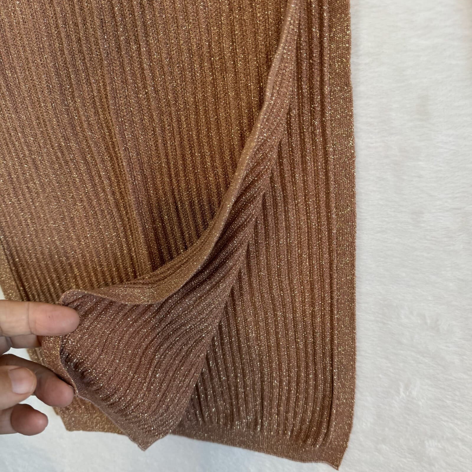 ASOS Tunic Sweater Women’s 6 Brown Copper Sparkle Ribbed Pullover Acrylic W 317 - Thumbnail 4