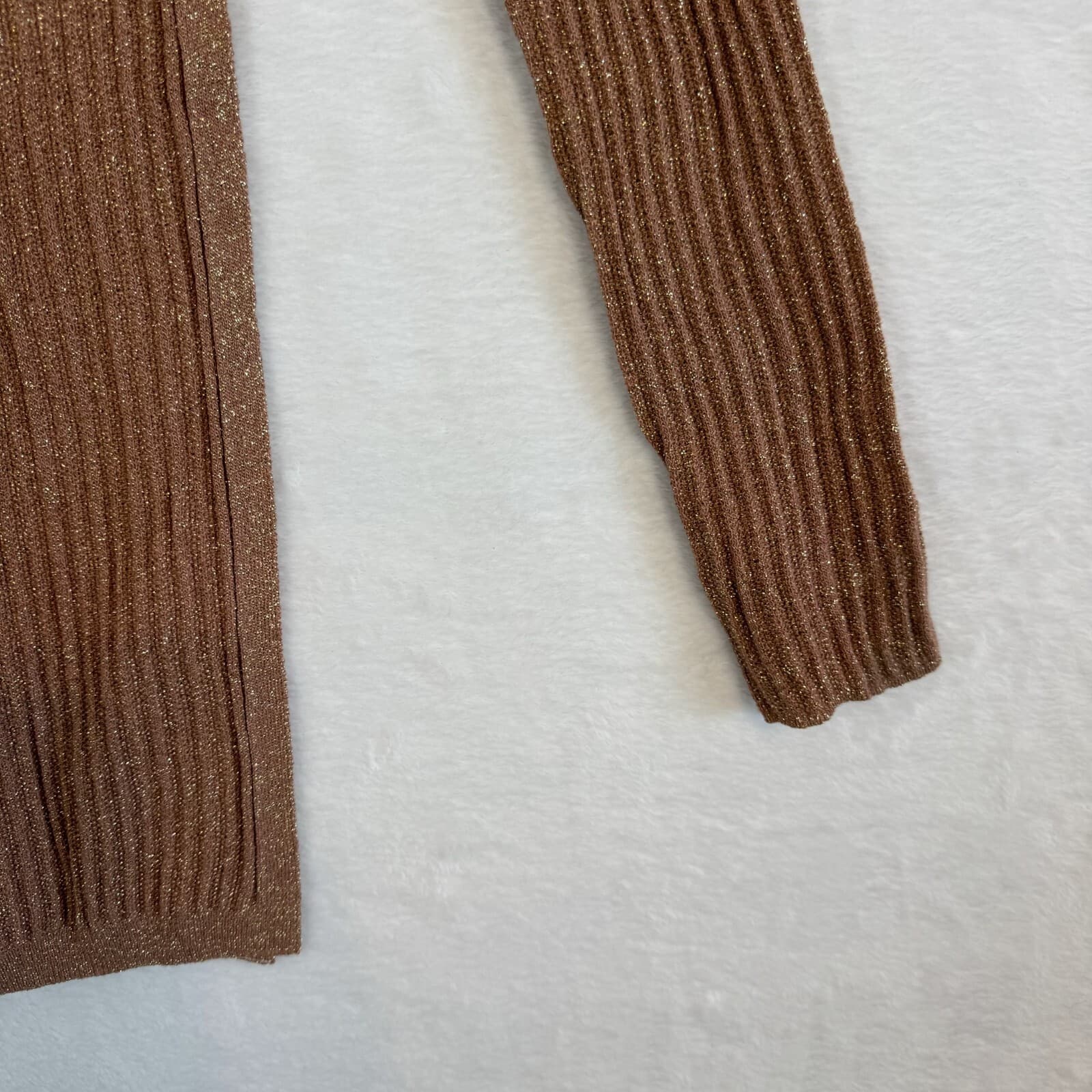 ASOS Tunic Sweater Women’s 6 Brown Copper Sparkle Ribbed Pullover Acrylic W 317 - Thumbnail 12
