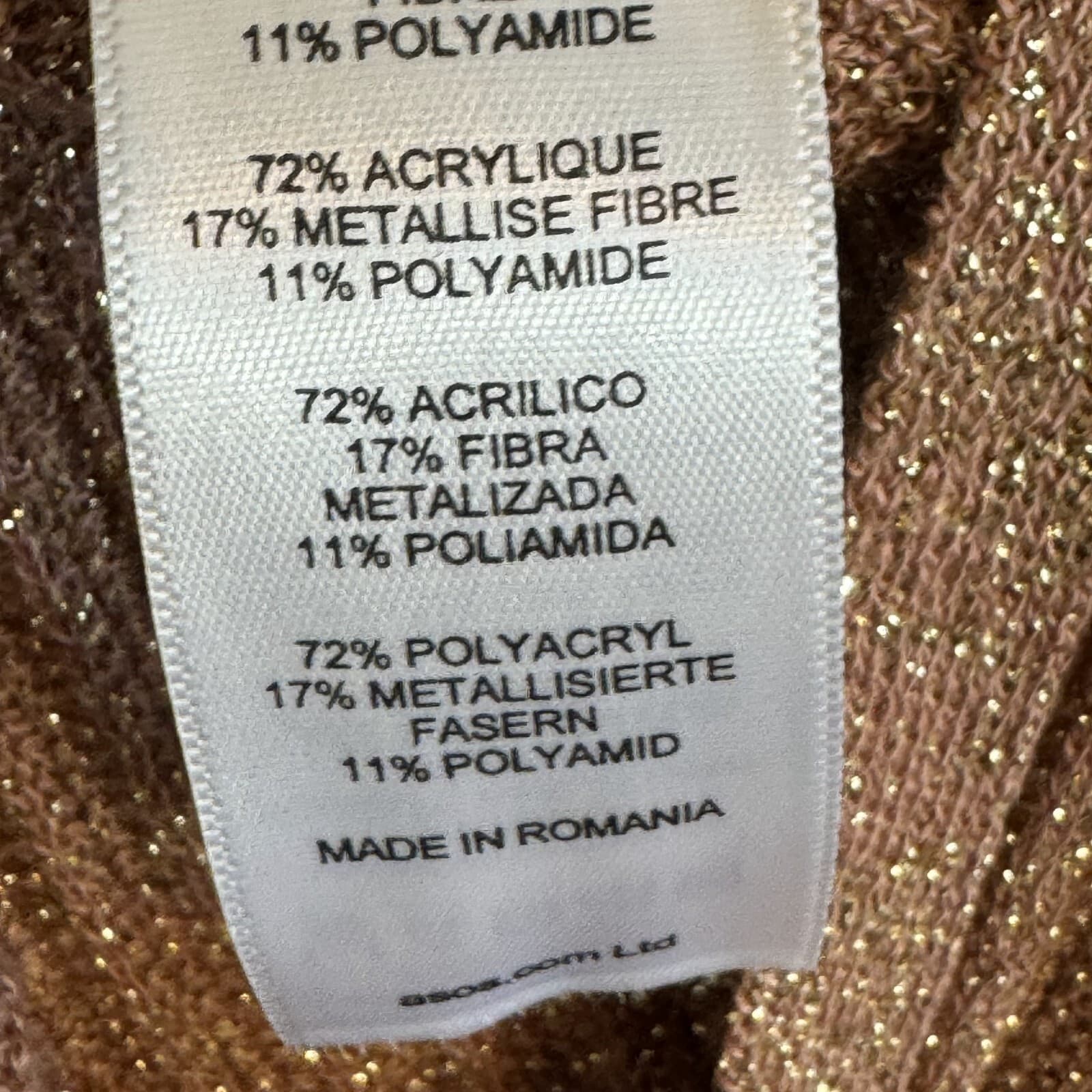 ASOS Tunic Sweater Women’s 6 Brown Copper Sparkle Ribbed Pullover Acrylic W 317 - Thumbnail 9