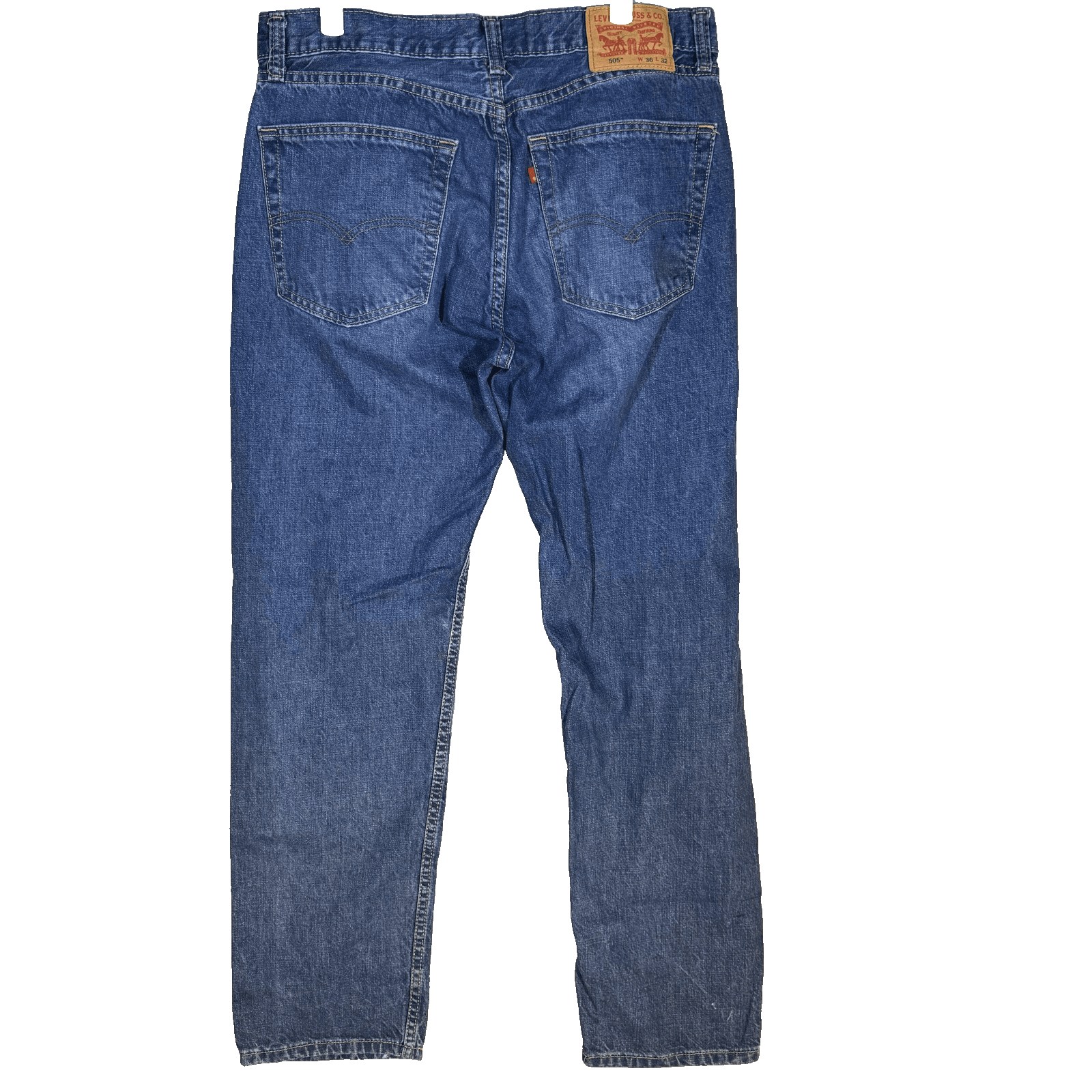 Levis 505 Jeans Mens 36x32 Blue Straight Leg Denim Zip Fly Regular Fit - Thumbnail 2