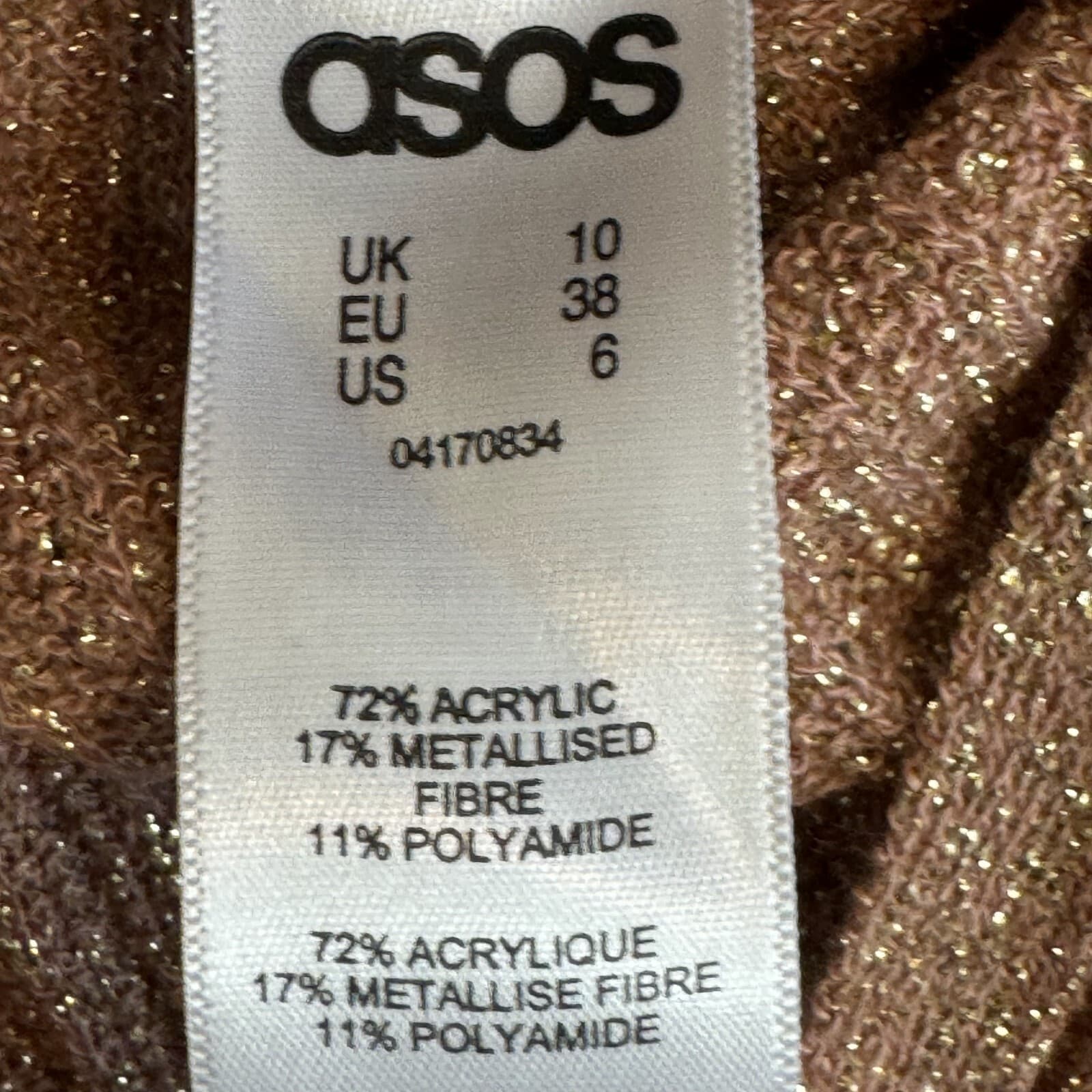 ASOS Tunic Sweater Women’s 6 Brown Copper Sparkle Ribbed Pullover Acrylic W 317 - Thumbnail 7