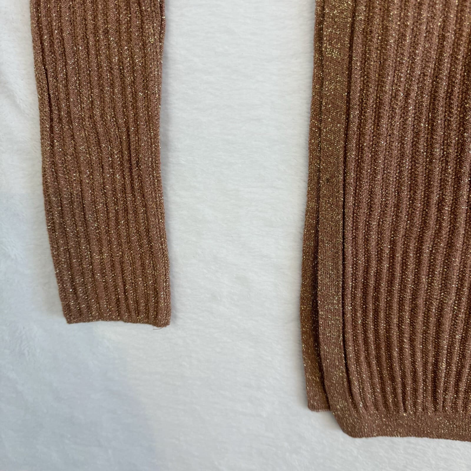 ASOS Tunic Sweater Women’s 6 Brown Copper Sparkle Ribbed Pullover Acrylic W 317 - Thumbnail 13