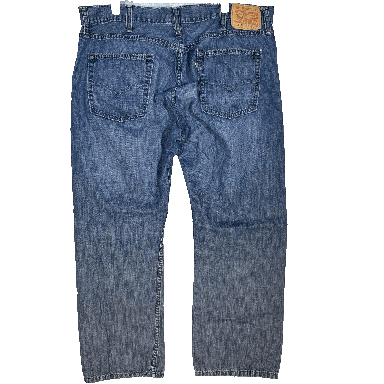 Levis 514 Jeans Mens 40x30 Blue Straight Leg Denim Low Rise Zip Fly - Thumbnail 2