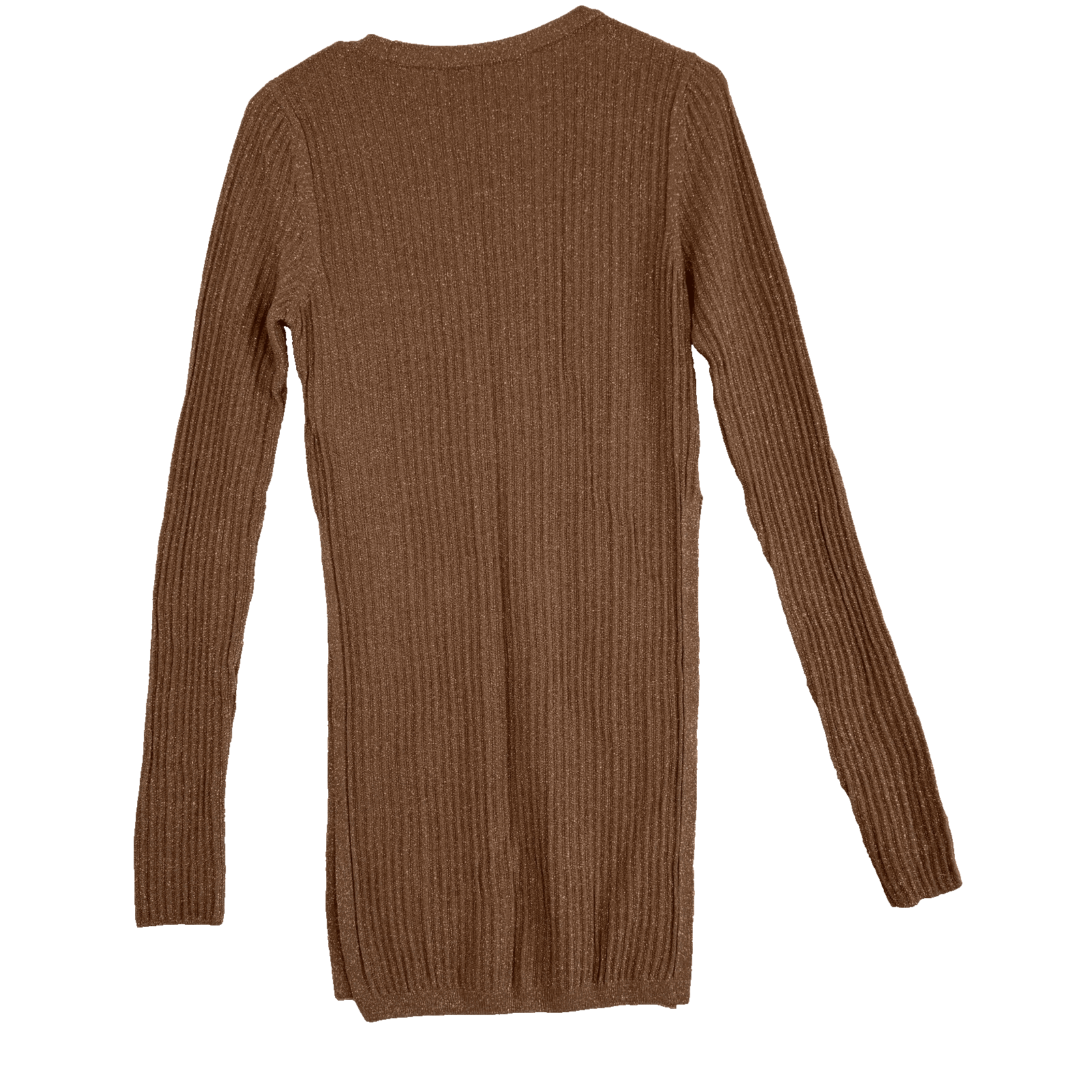 ASOS Tunic Sweater Women’s 6 Brown Copper Sparkle Ribbed Pullover Acrylic W 317 - Thumbnail 2
