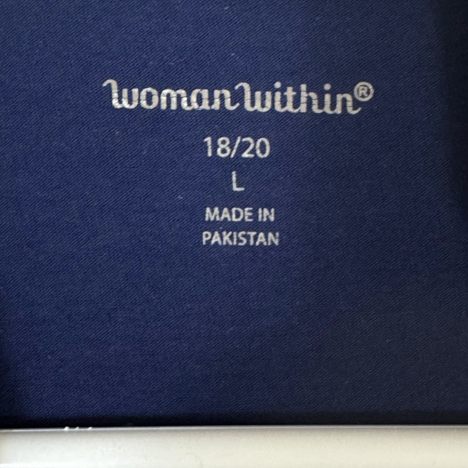 Woman Within Womens Plus 18/20 Pintucked Button-Down Shirt Navy Blue Cotton W313 - Thumbnail 5