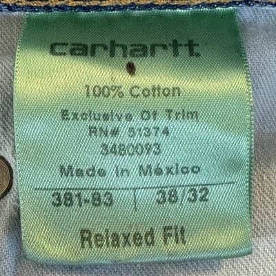 Carhartt Jeans Mens 38x32 Blue Relaxed Fit Workwear Denim Pants (38x32) - Thumbnail 6