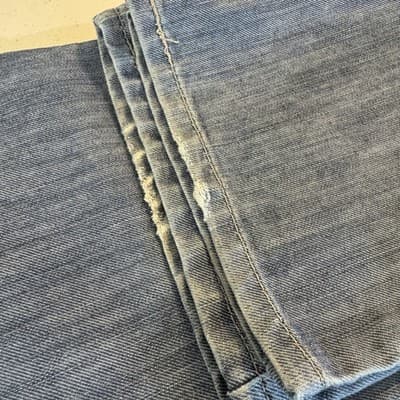 Levis 514 Jeans Mens 34x32 Blue Whiskered Straight Leg Denim Pants Worn Hem - Thumbnail 8