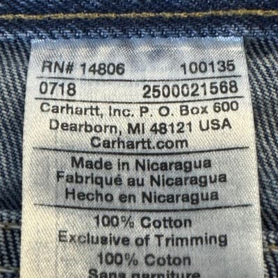 Carhartt Jeans Mens 40x36 Blue Relaxed Fit B17-DST Straight Denim Pants Workwear - Thumbnail 4