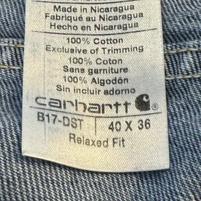 Carhartt Jeans Mens 40x36 Blue Relaxed Fit B17-DST Straight Denim Pants Workwear - Thumbnail 5