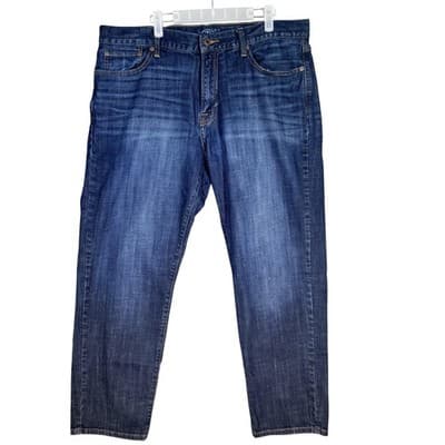 Lucky Brand Jeans Mens 38x30 Blue 221 Original Straight Whiskered Denim Pants - Image 1