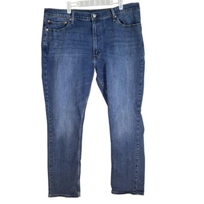 Levis 511 Jeans Mens 40x32 Blue Slim Fit Stretch Denim Whiskered Classic - Image 1
