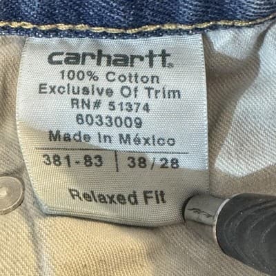 Carhartt Jeans Mens 34x32 Blue Relaxed Fit Workwear Utility Denim Pants (34x32) - Thumbnail 6