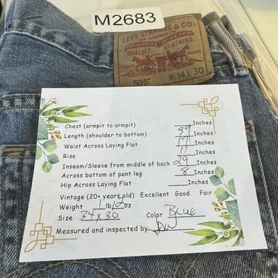 Levis 505 Jeans Mens 34x30 Blue Denim Straight Fit Medium Wash Classic Pants - Thumbnail 7