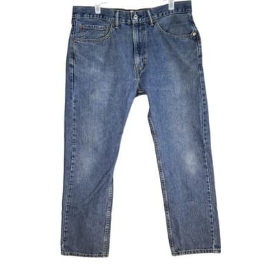 Levis 505 Jeans Mens 34x30 Blue Denim Straight Fit Medium Wash Classic Pants - Image 1