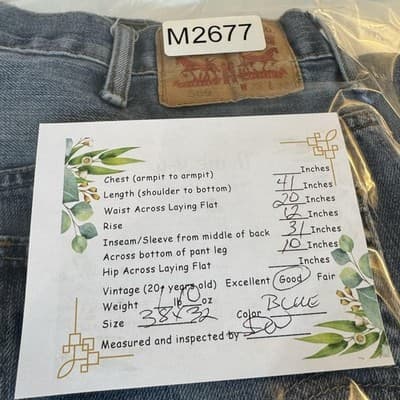 Levis 569 Jeans Mens 38x32 Relaxed Straight Heavyweight Whiskered Distressed - Thumbnail 11