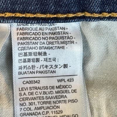 Levis 511 Jeans Mens 40x32 Blue Slim Fit Stretch Denim Whiskered Classic - Thumbnail 4