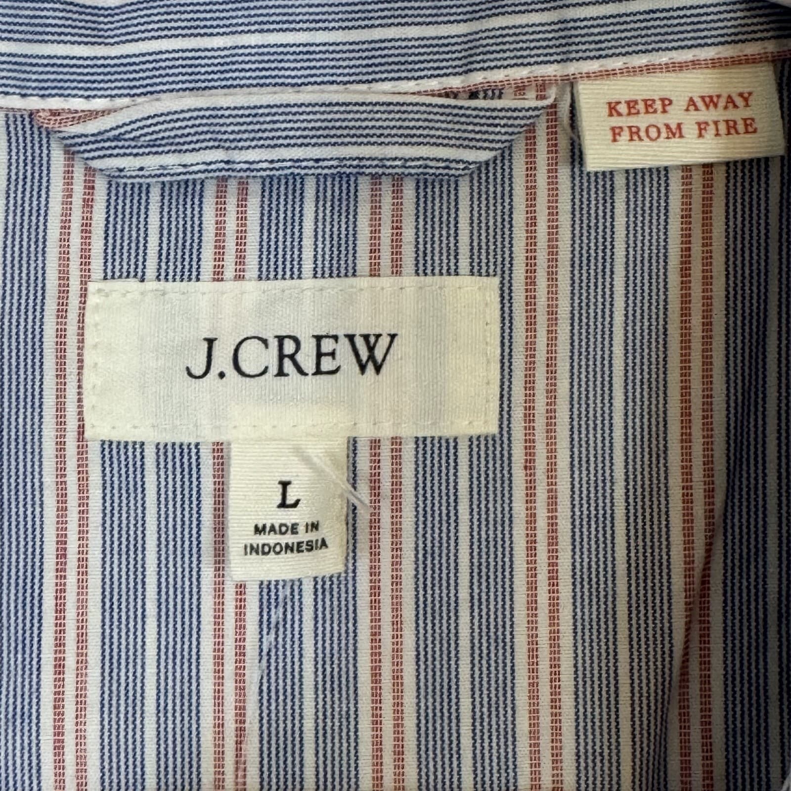 J.Crew Men’s Large Blue & Red Stripe Short Sleeve Cotton Pajama Shirt Bu M 169 - Thumbnail 9