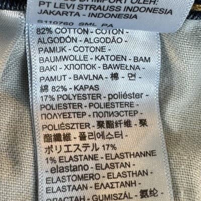 Levis 511 Jeans Mens 40x32 Blue Slim Fit Stretch Denim Whiskered Classic - Thumbnail 5