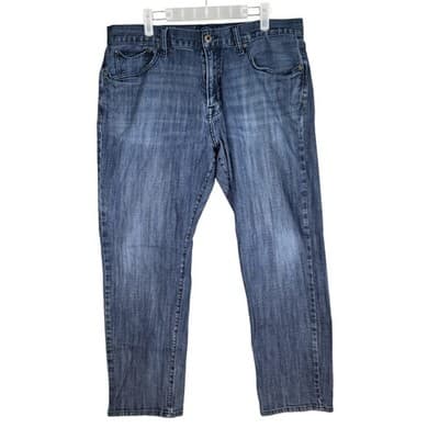 Lucky Brand Jeans Mens 36x30 Blue 221 Original Straight Whiskered Denim Pants - Image 1