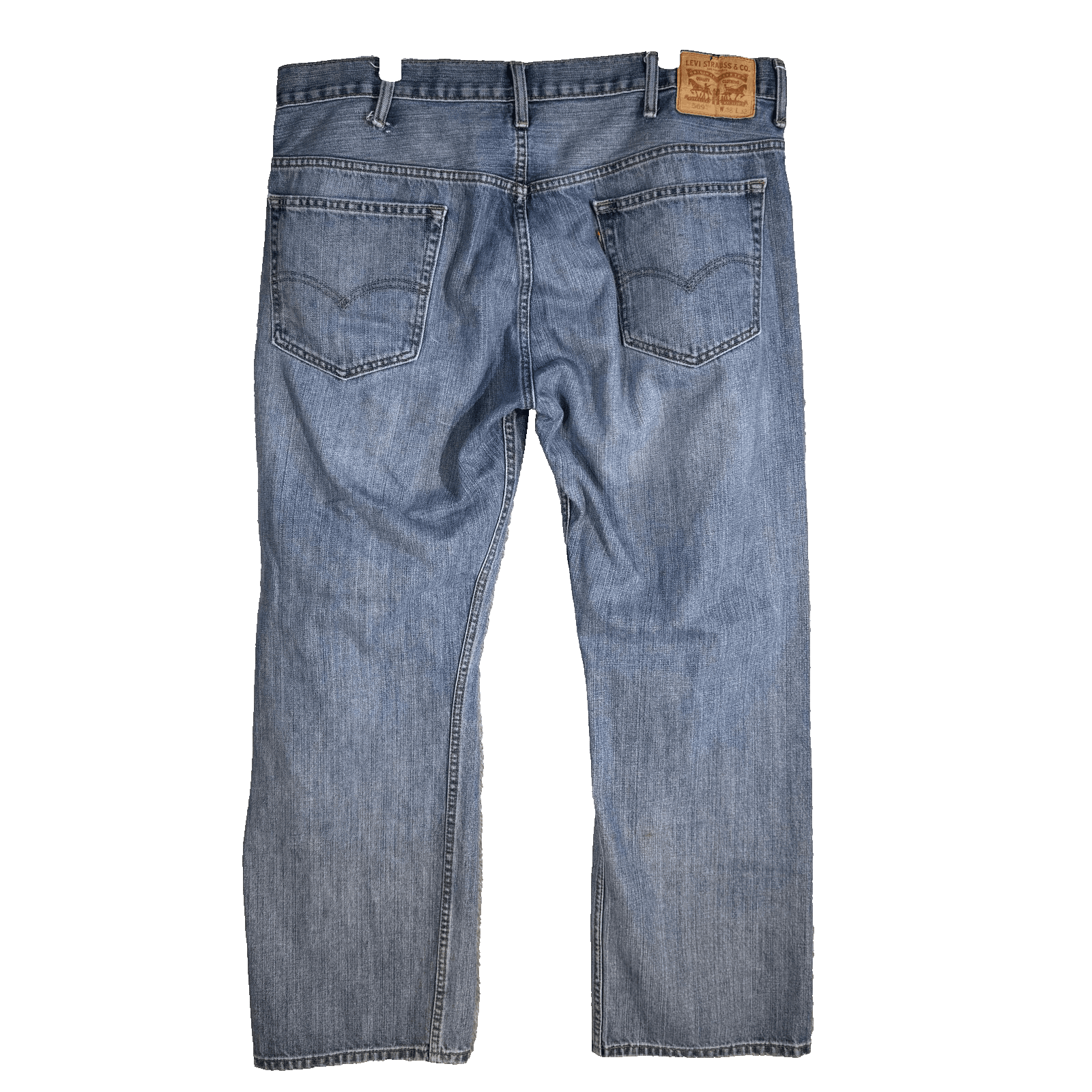 Levis 569 Jeans Mens 38x32 Relaxed Straight Heavyweight Whiskered Distressed - Thumbnail 2