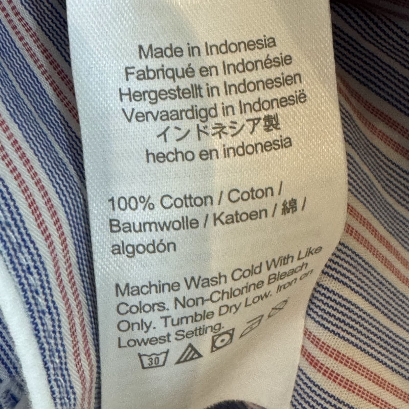 J.Crew Men’s Large Blue & Red Stripe Short Sleeve Cotton Pajama Shirt Bu M 169 - Thumbnail 10