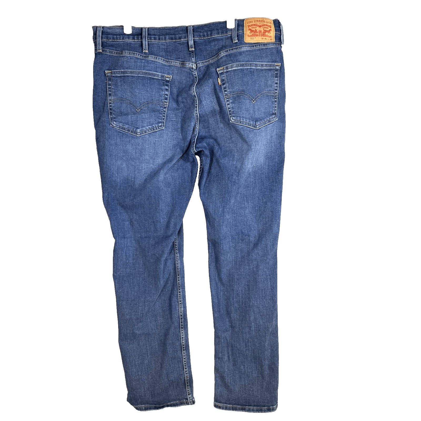 Levis 511 Jeans Mens 40x32 Blue Slim Fit Stretch Denim Whiskered Classic - Thumbnail 2