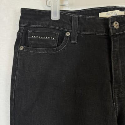 Levis 515 Boot Cut Jeans Womens 12/32 Black Rhinestone Mid Rise Stretch Denim - Thumbnail 4