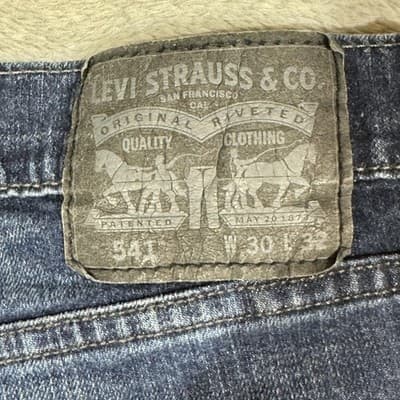 Levis 541 Jeans Mens 30x32 Blue Athletic Taper Stretch Denim Mid Wash Whiskered - Thumbnail 4